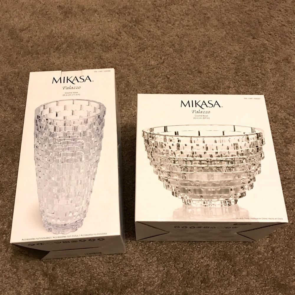 Mikasa Palazzo Clear Crystal Vase & Bowl Bundle